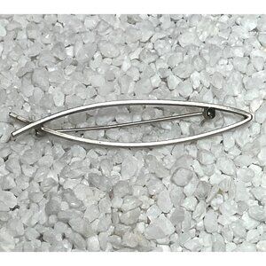Vintage Sterling Silver Fish Open Brooch Pin Minimalist